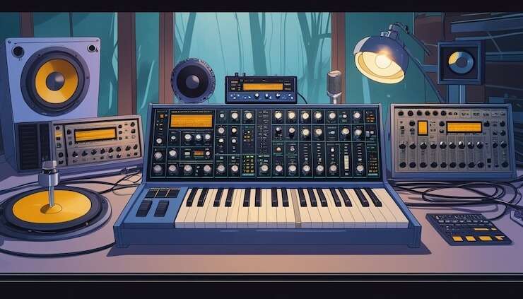 Digital audio workstation recording a synth session with patch editing and saving options displayed